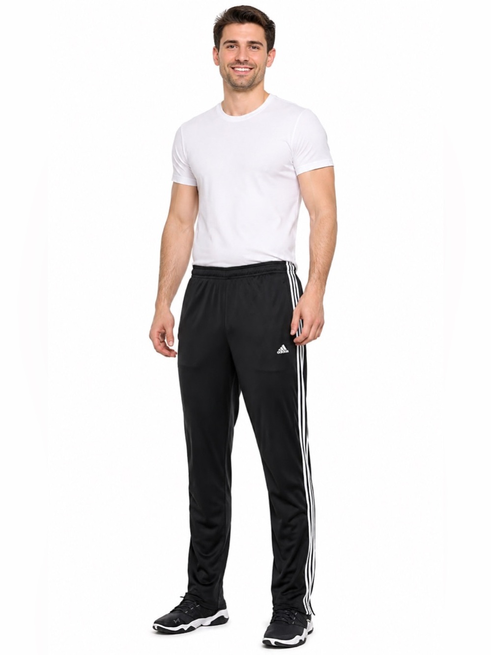 Adidas Men's Essential Training Pants Black with White Side Stripes Sz 3XL NWT